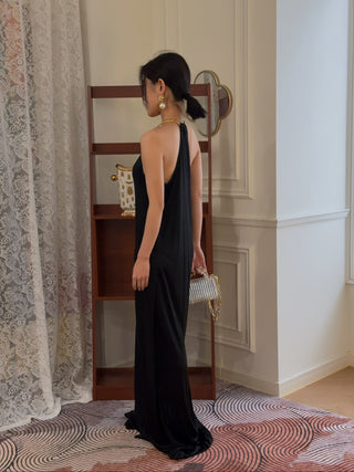 BEVZA - Spikelet Neck Dress in Black