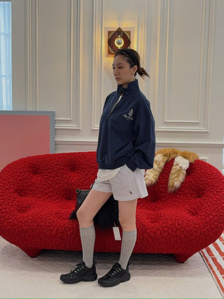 SPORTY & RICH - Vendome Quarter Zip in Navy
