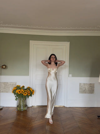 BEVZA - SQUARE BRA DRESS / VANILLA