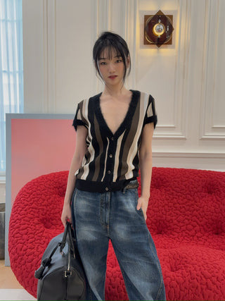 VAILLANT - KNIT TOP STRIPED W/ CONTRAST NECKLINE & CUFF / STRIPES