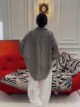 THE MANNEI - Wool Shirt in Beige/Grey
