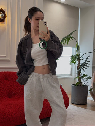 OPEN YY LINEN PANELED BOMBER