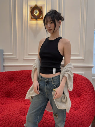 ROKH Ribbed Cropped Tank Top
