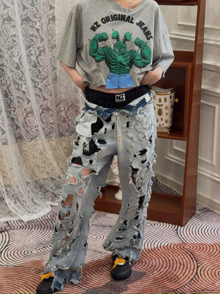 NATASHA ZINKO DESTROYED DENIM JEANS