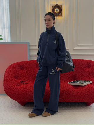 SPORTY & RICH - Vendome Straight Leg Sweatpant in Navy