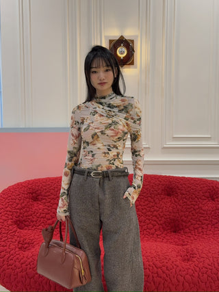 MAGDA BUTRYM - Ruched cape-effect top in floral print