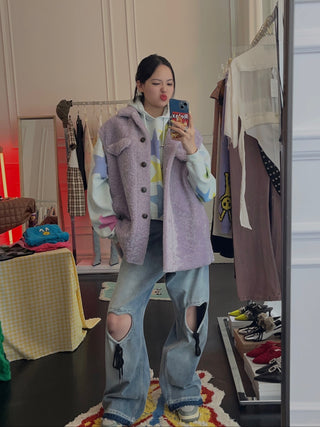 SIMONETTA - 22FW - ALLEGRA - SHEARLING TOM CURLY OVER VEST / LILIAC/LILIAC 542