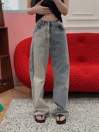 MM6 Maison Margiela LOOSE MID-WEIGHT 5-POCKET BLUE JEANS WITH WIDE LEGS