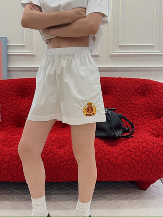 SPORTY & RICH - NY Crest Poplin Short in White