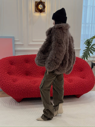 SIMONETTA RAVIZZA TEO CASHMERE GOAT FUR JACKET