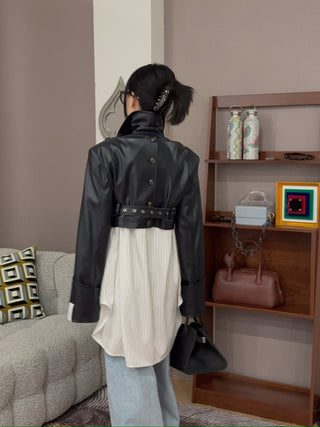 ROKH - Contrast Flat detailed Cropped Jacket