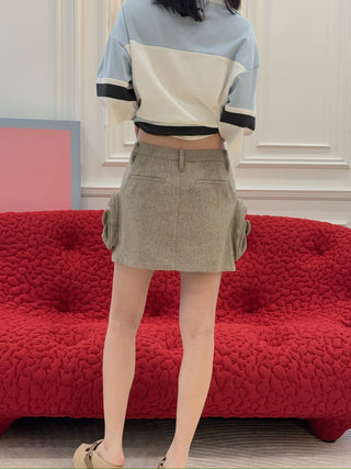 LESUGIATELIER WOOL BLENDED UTILITY SKIRT