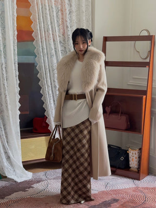 YVES SALOMON MANTEAU 119CM SABLE