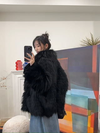 SIMONETTA RAVIZZA ALVIN R - REVERSIBLE SILVER FOX TRICOT JACKET