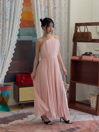 MAGDA BUTRYM - Strapless Pleated Corset Dress in Pink
