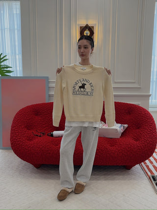 SPORTY & RICH - Polo Club Knitted Sweater in Cream