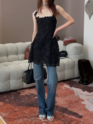 BLUMARINE - SHORT MACRAME LACE DRESS