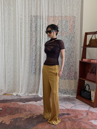 COPERNI ASYMMETRIC DRAPED MESH TOP