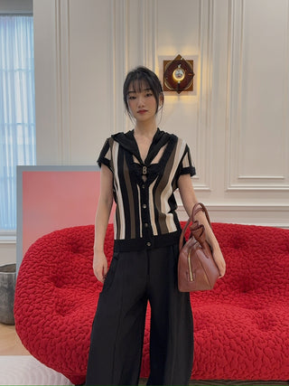 VAILLANT - KNIT TOP STRIPED W/ CONTRAST NECKLINE & CUFF / STRIPES