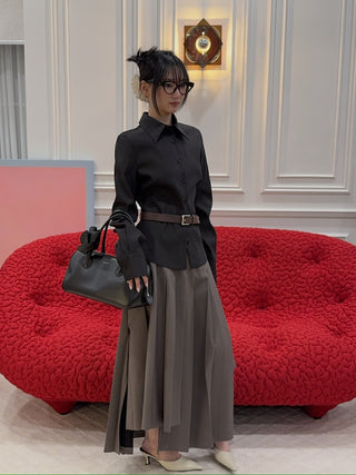 ROKH Box Pleats Midi Skirt