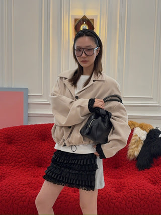 Ashley Williams - Ruffle Skirt in Black & Grey