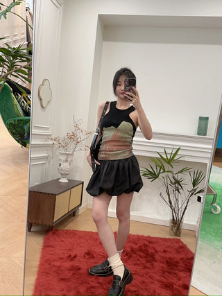 OPEN YY BUBBLE HEM SKIRT