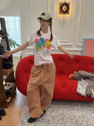 MARTINE ROSE - RAGLAN SHRUNKEN T-SHIRT / PINK BALLOONS