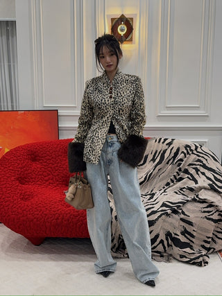 CARELLI - Dolly Leopard Jacket in Beige Leopard Print