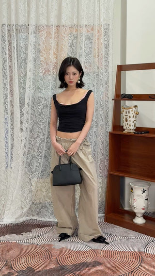 MAGDA BUTRYM - Double Layer Tank Top in Black