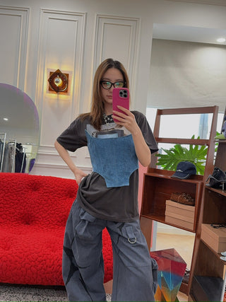 GIUSEPPE - DENIM BUSTIER TOP / LIGHT BLUE DENIM