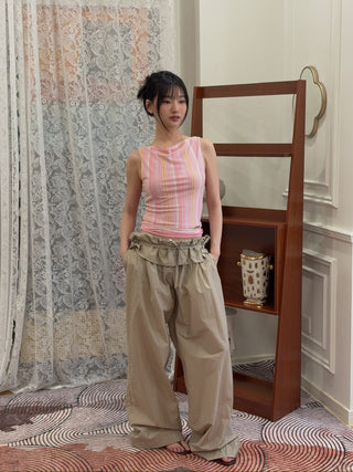 HOUSE OF SUNNY - Double Layer Stripe Mesh Vest in Blush