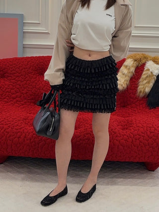 Ashley Williams - Ruffle Skirt in Black & Grey