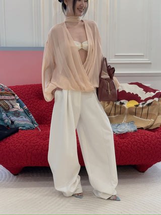 BLUMARINE - Wide Leg Pants In Double Crêpe