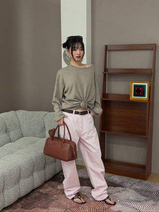 MAGDA BUTRYM - Loose-Leg Denim Pants in Pink