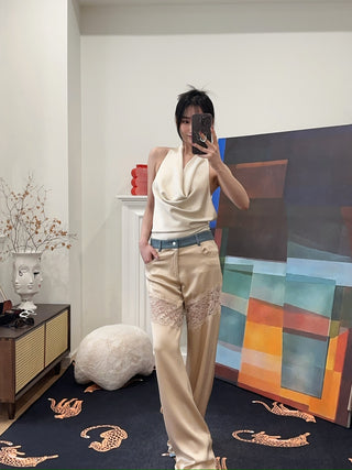 THE ANDAMANE VERUSHKA TOP Cowl Neck Top Satin Ivory