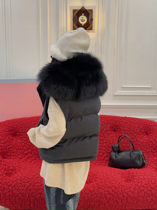 YVES SALOMON - VEST MADE WITH LORO PIANA FLANNEL FABRIC/FOX