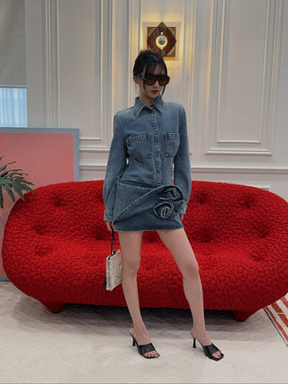 MAGDA BUTRYM - Denim Skirt in Dark Blue