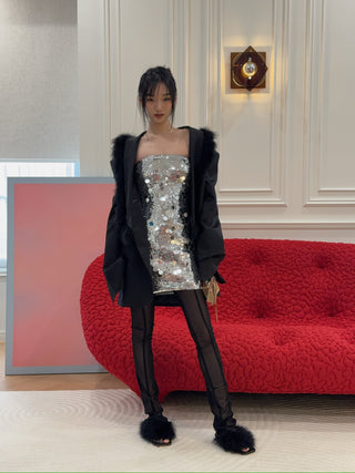 BONBOM FURRY SHAWL BLAZER