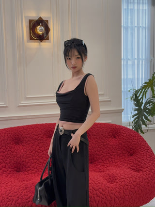 MAGDA BUTRYM Double layer tank top in black