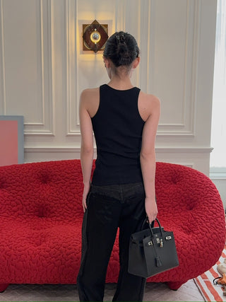 BLUMARINE - RIB TANK TOP / NERO