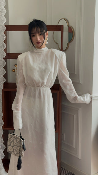 MAGDA BUTRYM - Embroidered High-Neck Midi Dress with Blouson Bodice A'FAVOR SYDNEY MAGDA BUTRYM - Embroidered High-Neck Midi Dress with Blouson Bodice A'FAVOR SYDNEY