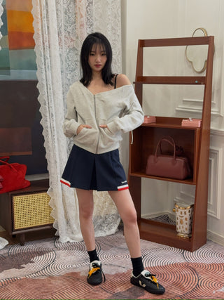 SPORTY & RICH - Serif Logo Mila Skirt in Navy