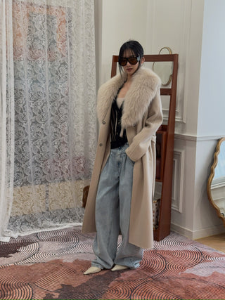 YVES SALOMON MANTEAU 119CM SABLE
