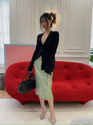 16ARLINGTON - Elice Midi Skirt in Lace Sequin