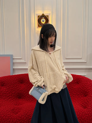 OPEN YY TERRY LACE-UP HOODIE