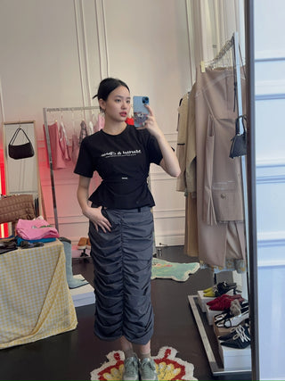 YOUSER - WAISTLINE CUT-OUT SHIRRING T-SHIRT