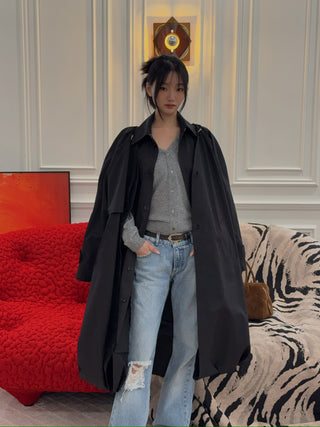 ROKH BALLOON SHAPE BUTTONED TRENCH COAT