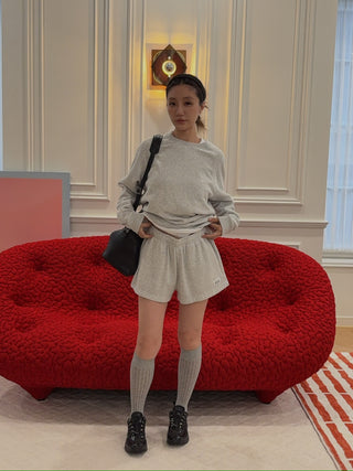 SPORTY & RICH - SR Runner Soft Crewneck in Gray