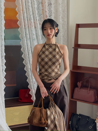 AYA MUSE - Kae Top in Plaid Brown