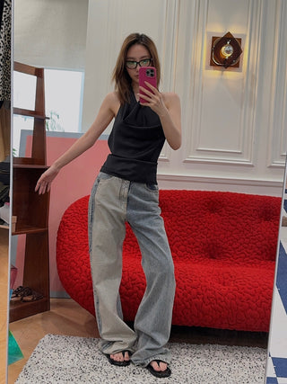 MM6 Maison Margiela LOOSE MID-WEIGHT 5-POCKET BLUE JEANS WITH WIDE LEGS